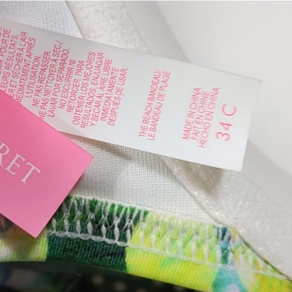 Victoria's Secret Tropical Green Rhinestone Push Up Bikini Top Woman's Size 34C - Picture 10 of 11